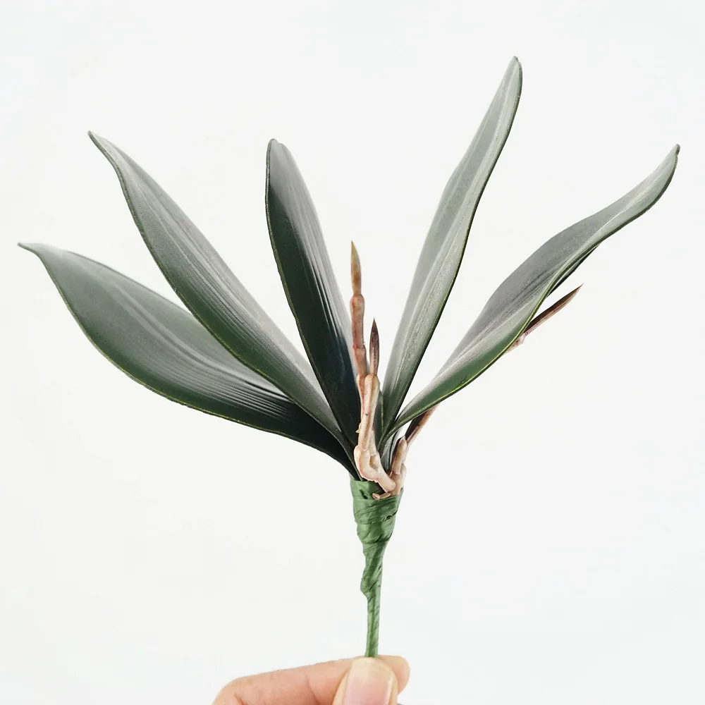 3 قطعة إيفا محاكاة فالاينوبسيس يترك زهرة الأوركيد ورقة تشكيلة زهور المواد يشعر ديكورات زفاف للمنزل أوراق السحلية G