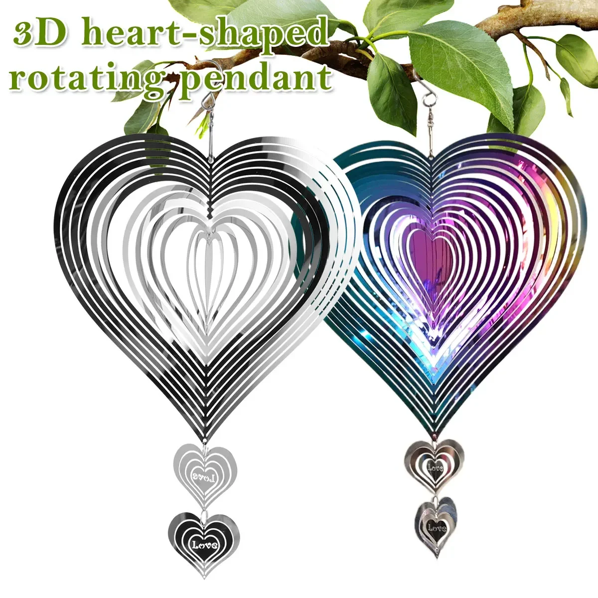 التدرج اللون الرياح سبينر الماسك الفولاذ المقاوم للصدأ ثلاثية الأبعاد تتدفق تأثير الضوء الرياح الدقات أجزاء في الهواء الطلق حديقة ساحة ديكور غرفة نوم