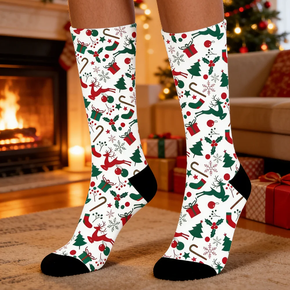 

Дышащие компрессионные велосипедные носки с буквенным принтом, профессиональные носки для соревнований на открытом воздухе, рождественские носки, спортивная одежда