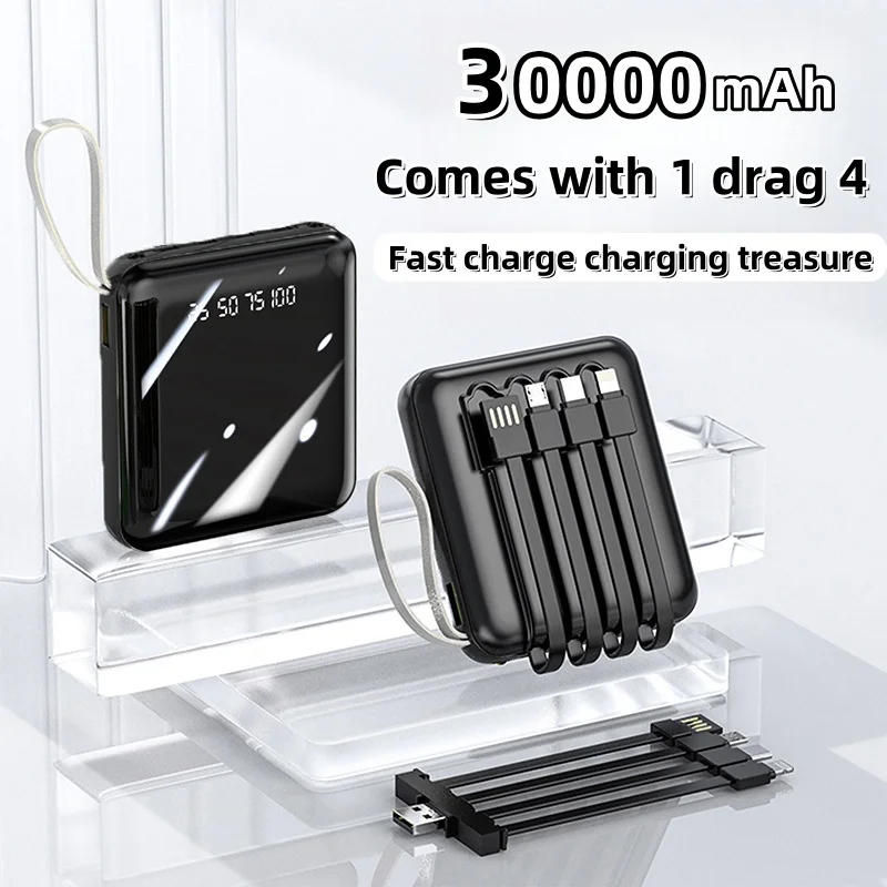 30000mAh Power Bank For Xiaomi 120W High Capacity  4 in 1 Fast Charging Powerbank Portable Battery Charger For iPhone Samsung