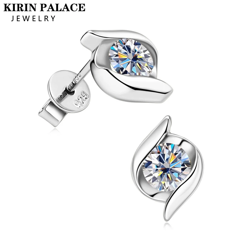 

New Arrival 0.5 Carat Moissanite Gemstone Stud Earrings for Women Solid 925 Sterling Silver D color Solitaire Fine Jewelry