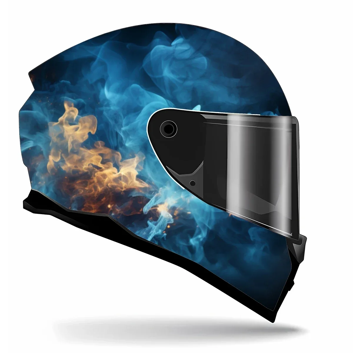 Blue Flame Fantasy Fire Full Helmet Wrap Sticker Motorcycle Helmet Racing Graphic Decal Vinyl Wrap Helmet Decorative Sticker