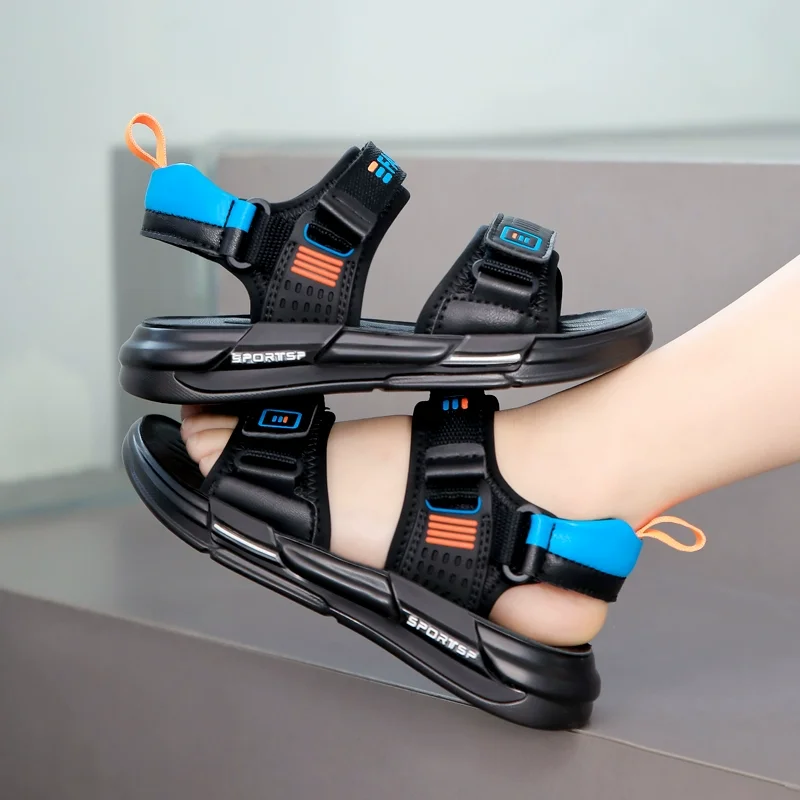 

Kids'Casual Shoes Sandals Open-Toe EVA Summer Shoes For Boys Hook and Loop Anti-slip Soft Bottom Beige Black Shoes Size 26-37