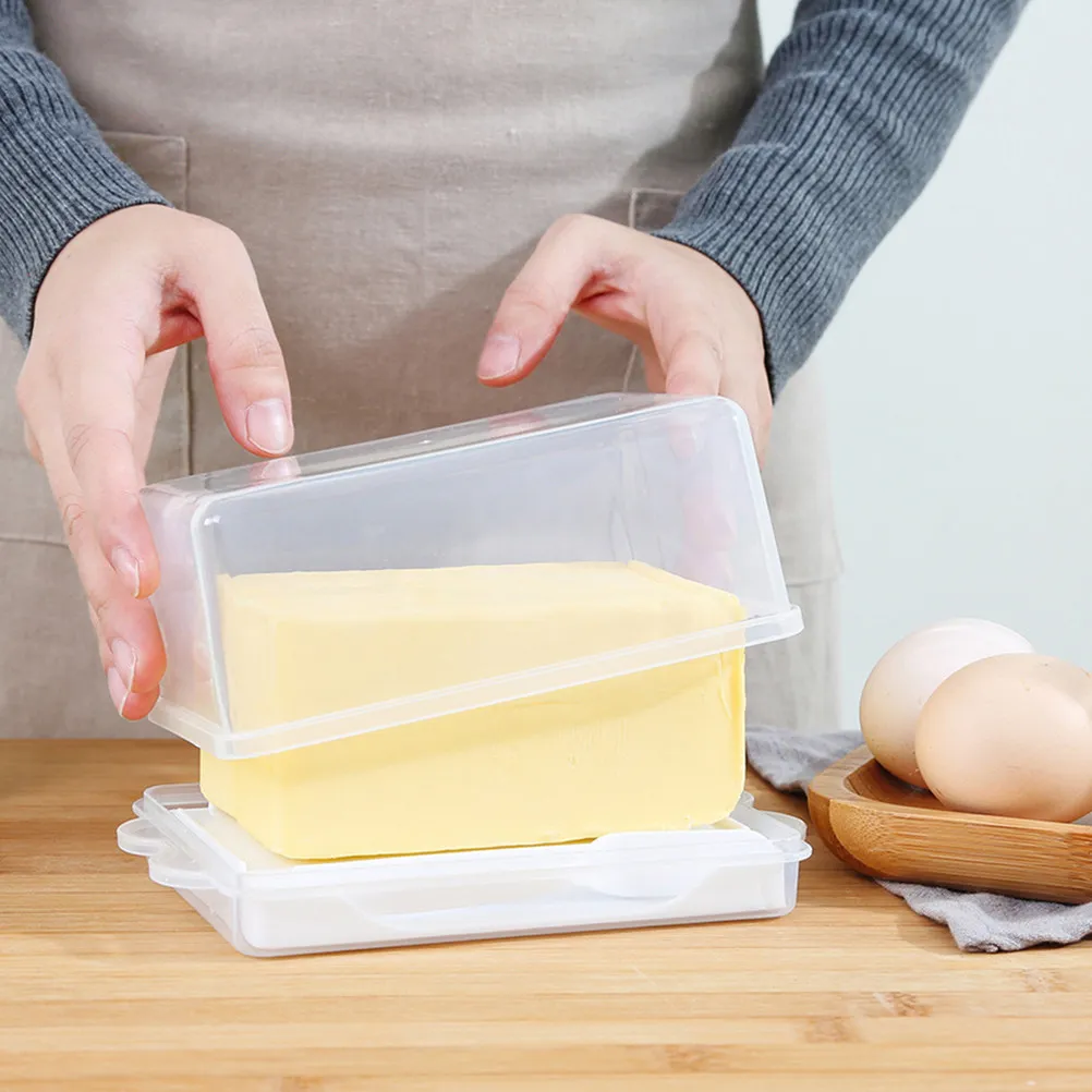 Caja para Mantequilla con Cortador, Contenedor de Almacenamiento Sellado de Plástico Transparente, Contenedor para Conservación de Queso, Contenedor para Mantequilla, Almacenamiento en Frío