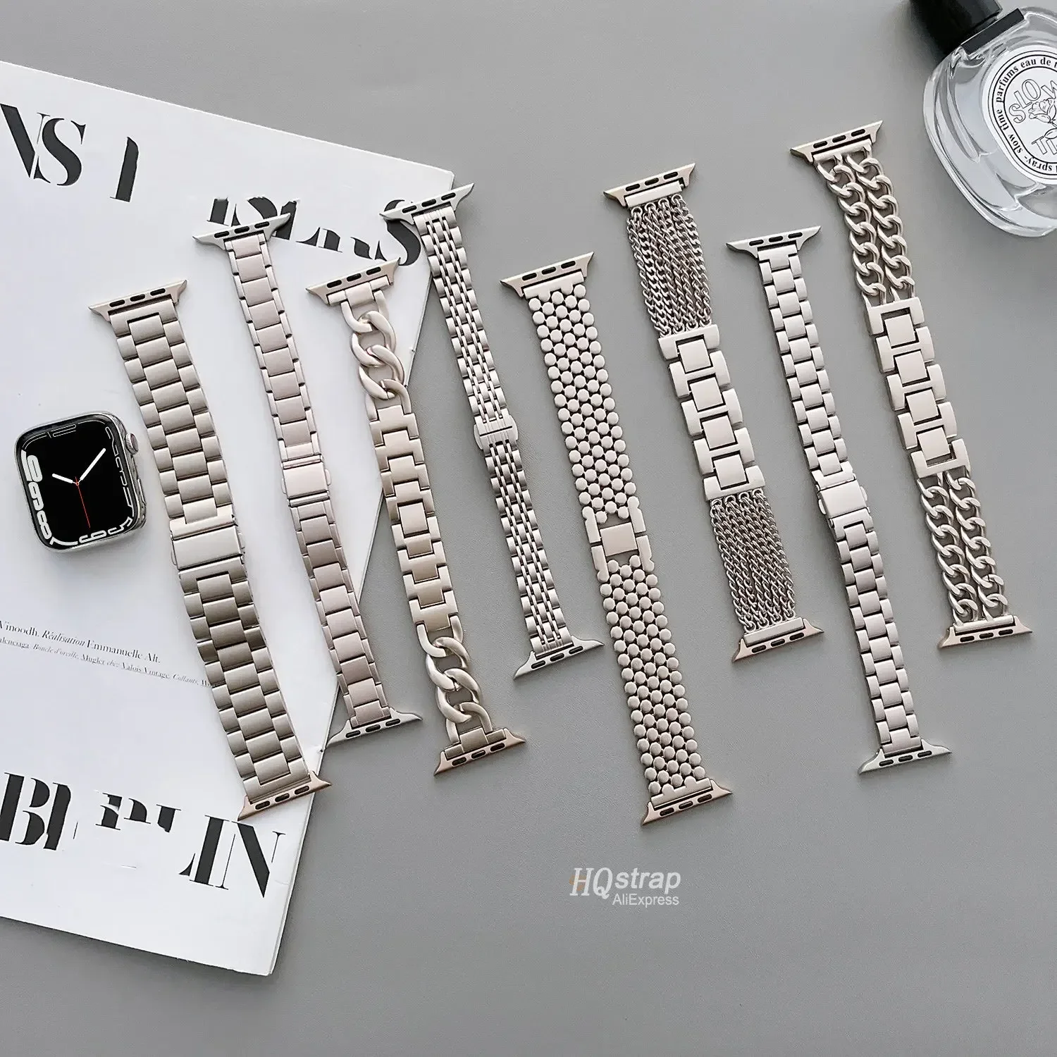 Starlight Metal Strap for Apple Watch 8 7 6 5 SE 4 40mm 45mm for Iwatch Ultra 49mm 41mm 44mm 38mm 42mm Stainless Steel Bracelet