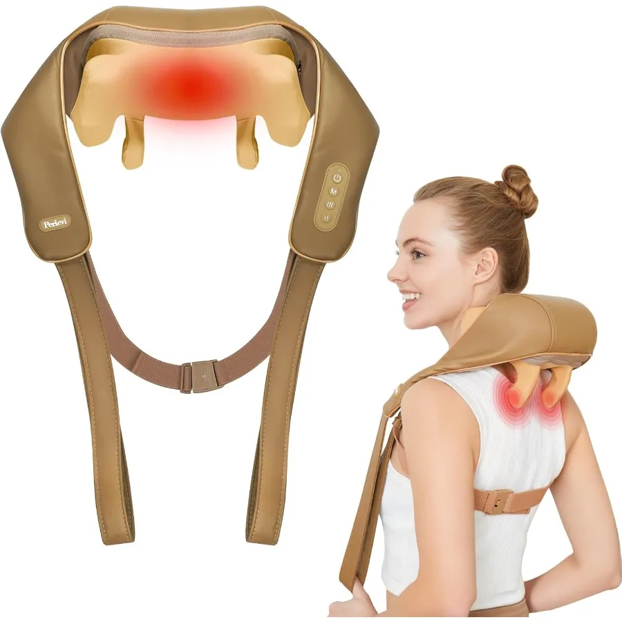 

Беспроводной массажер для разминания шеи шиацу 6D с подогревом для облегчения боли глубоких тканей в офисе, дома, путешествиях, идеально подходит для релаксации Solutio