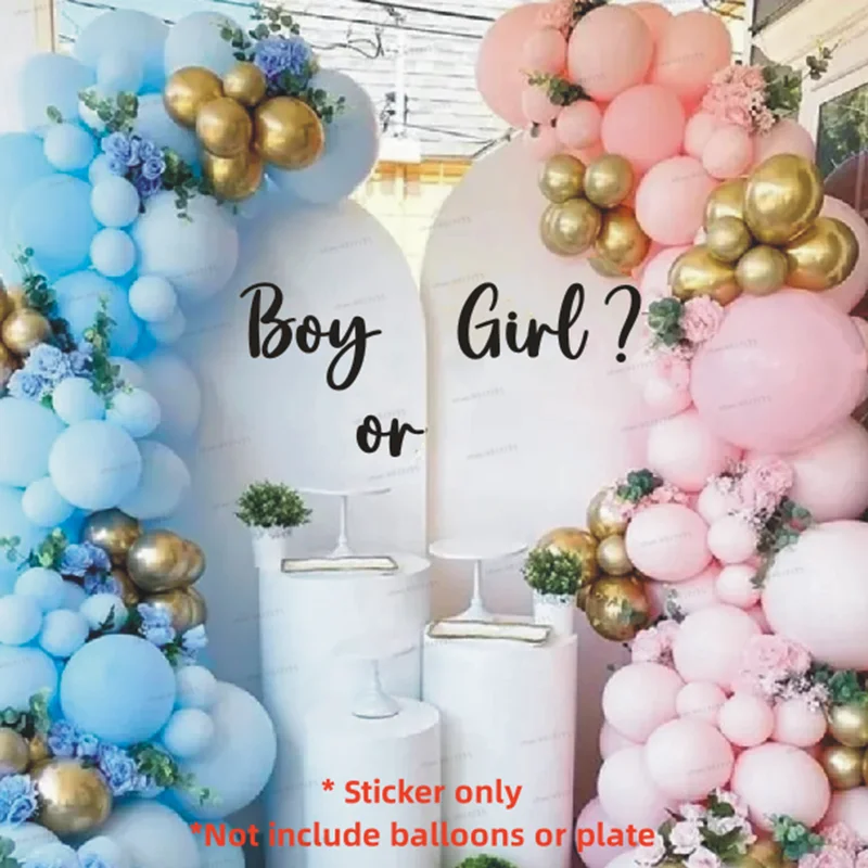 Gender Reveal Party Vinyl Sticker “BOY or GIRL？”Decorative Decals Custom Texts Welcome Baby Ceremony  Poster Backdrop Stickers