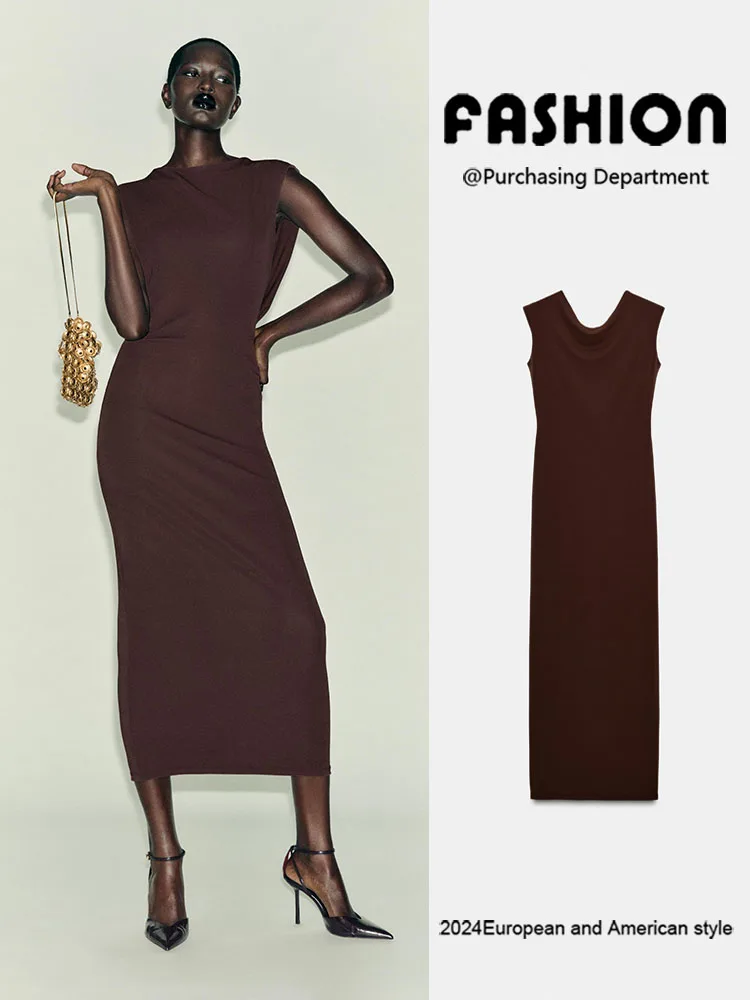 

Модное женское платье с круглым вырезом и цепочкой, новинка зимы 2025, высокое качество