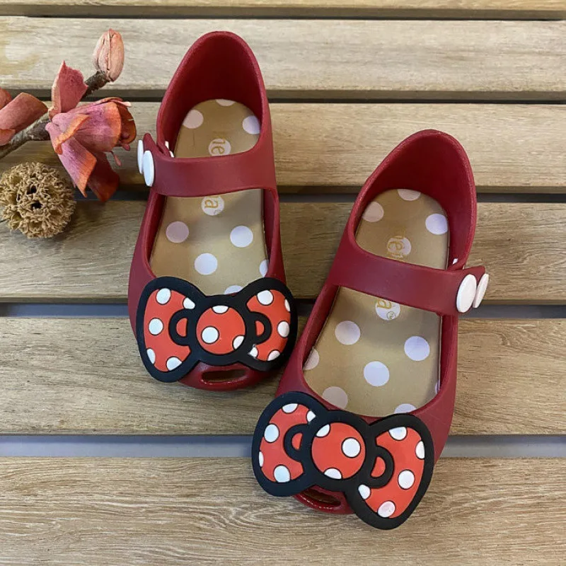 Disney Children\'s Sandals Girls Minnie Cartoon Garden Shoes 1-6 years old Waterproof Jelly Red Black Shoes Size 20-31