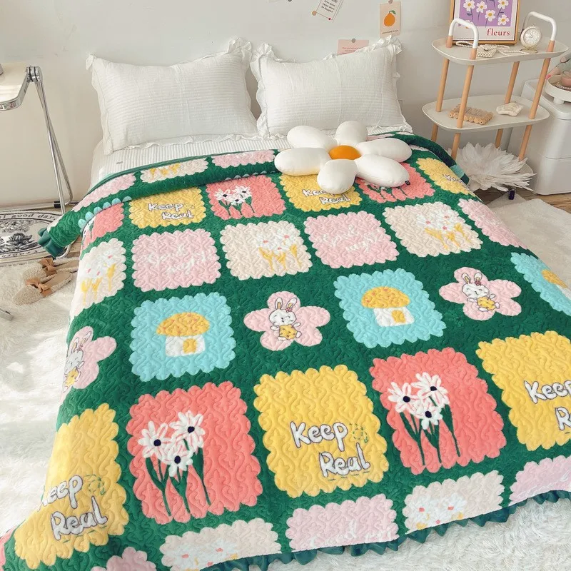 Milk Velvet Bed Cover Kang Single Crystal Velvet Tatami Cover Quilted Bedding Quilted Sheets Big Kang Blanket Household Sheets