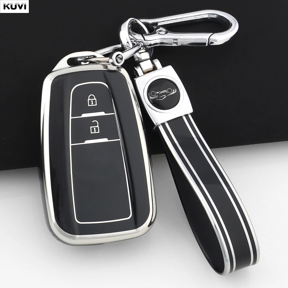 2 Buttons TPU Car Remote Key Case Cover Keyless Shell For Toyota Corolla Prius Camry CHR C-HR RAV4 Altis Land Cruiser Prado