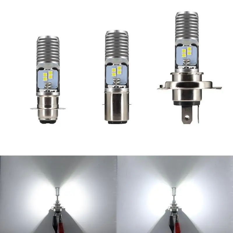 Plug and Play H4 BA20D P15D Headlight for Motorcycles, 24MSD LED 3030, Dual Colour White Yellow, Ideal for ATV or Moped Bikes