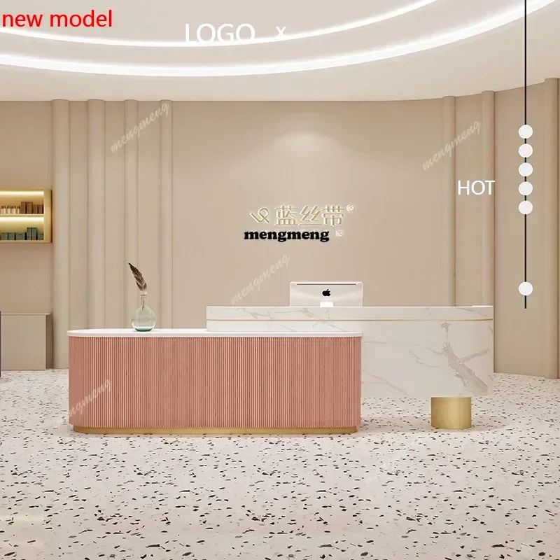 

H132 Organizers Reception Table Executive Office Furniture Cafe Modern Desk Curved Armable Acrylic Welcome Scrivania Salon Furni