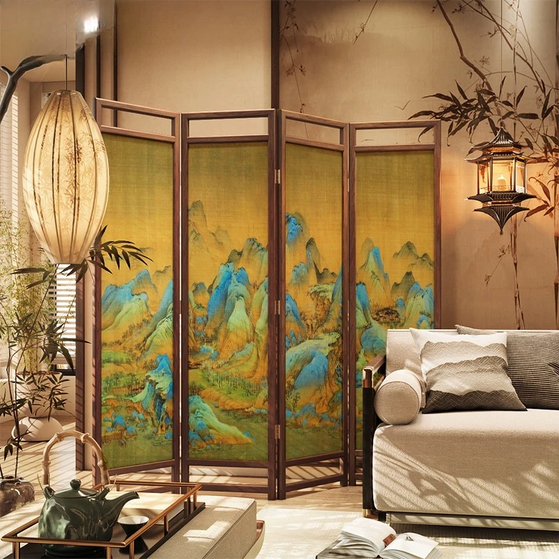 New Chinese screen partition tea room living room bedroom zen national style folding mobile ho me