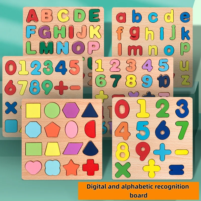 

Детская алфавитная арифметическая цифра, геометрические фигуры, деревянная головоломка Монтессори, дошкольное обучение, развивающая игра, игрушка для детей