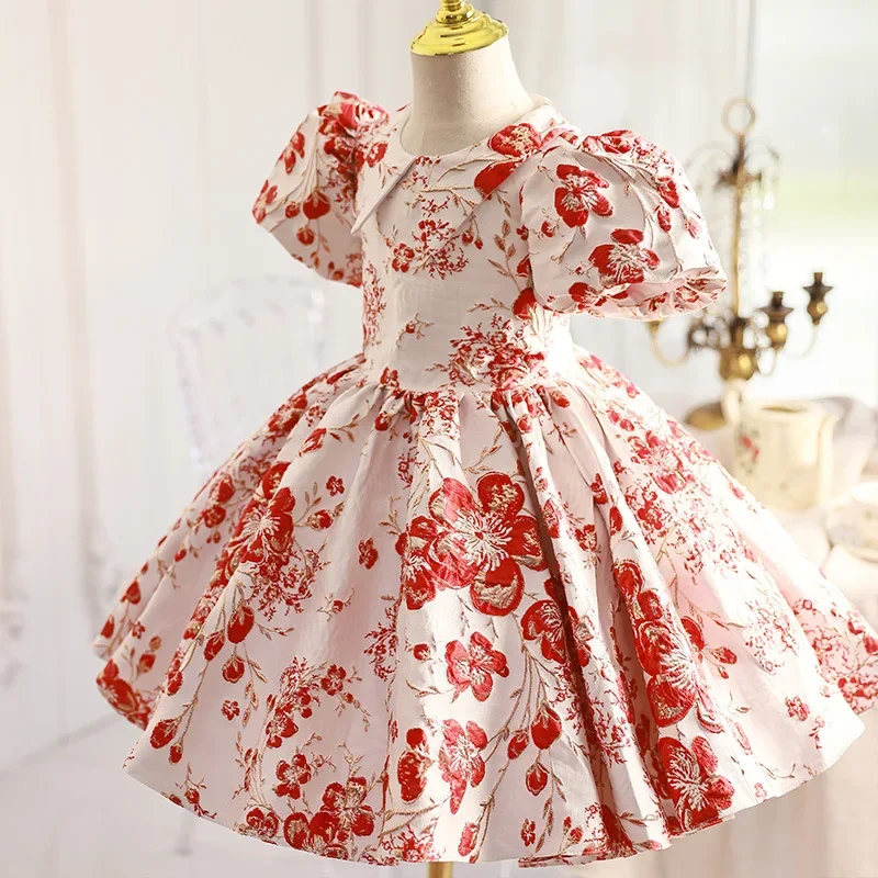 Design Girls Spanish Floral Ball Gown Baby Royal Lolita Princess Dresses Infant Birthday Christening Dress Girl Luxury Clothes
