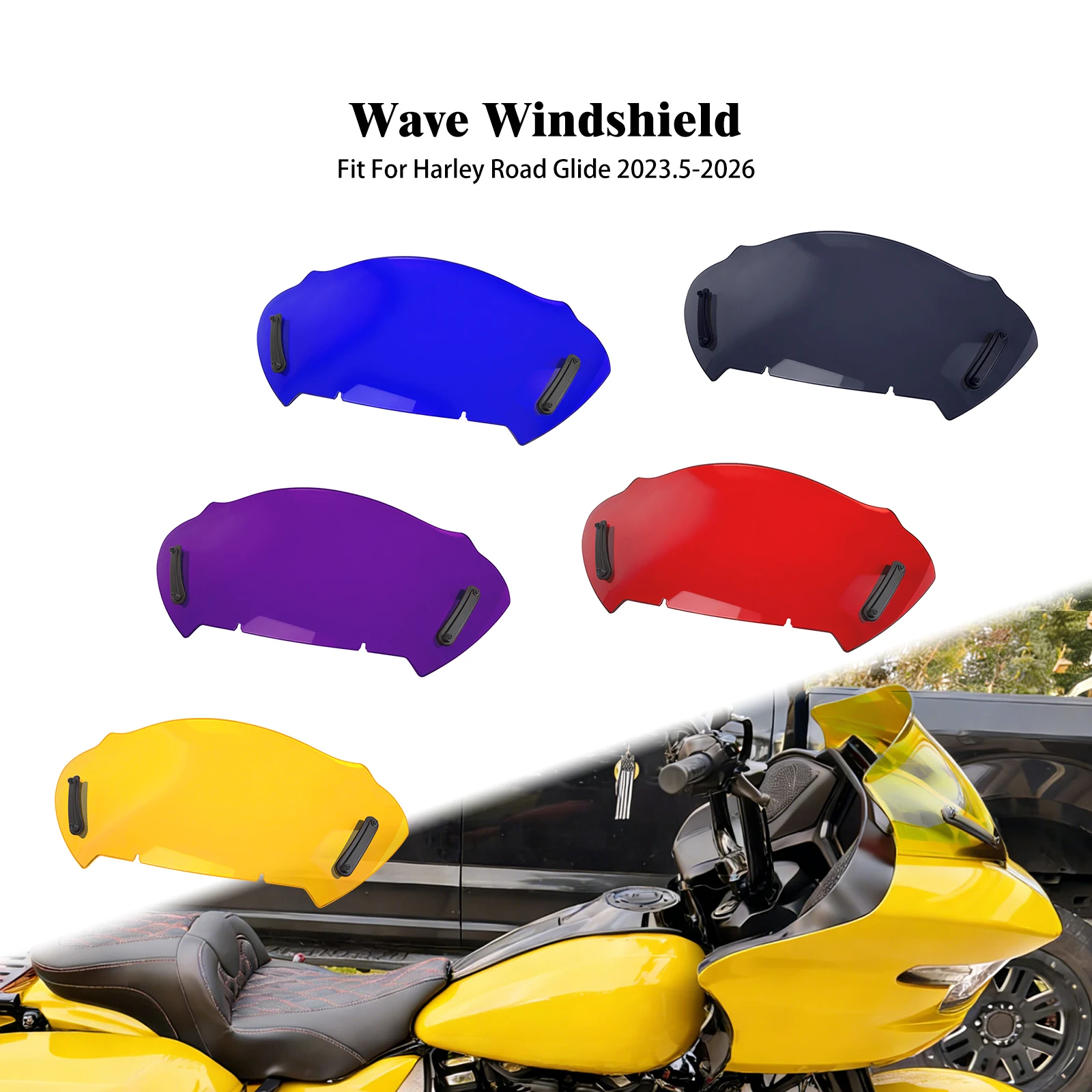 

Motorcycle 10'' Windshield Wave Windscreen Wind Deflector For Harley Touring CVO Road Glide FLTRXSE 23-25 FLTRXL FLTRXSTSE 24-26