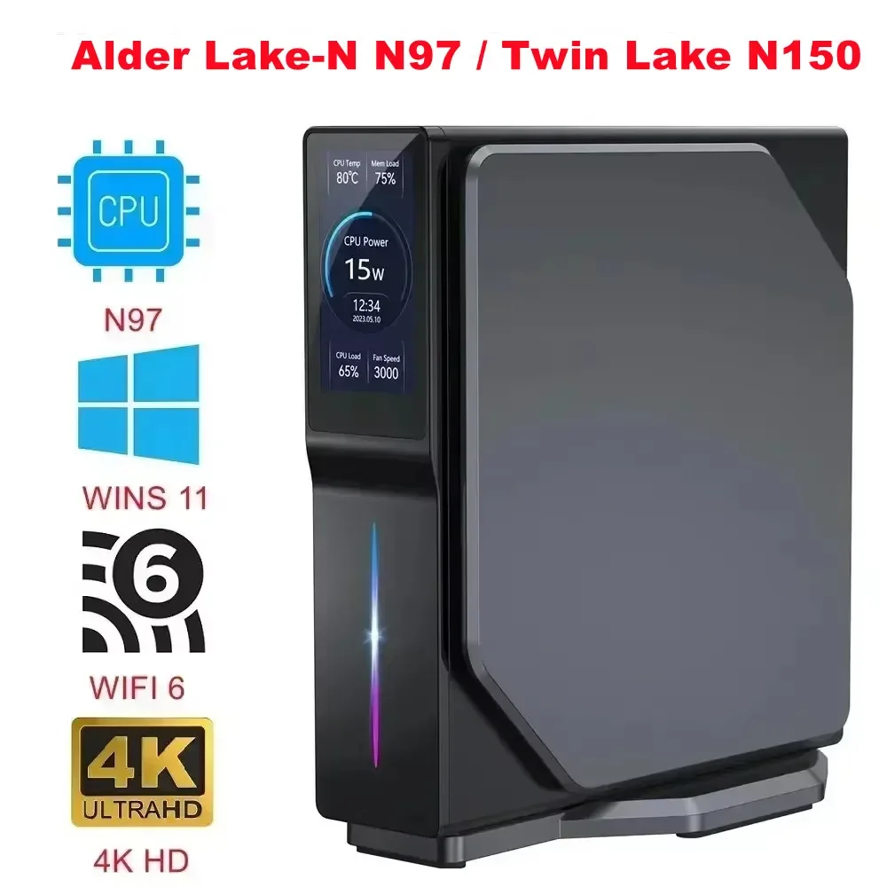 SZBOX Alder Lake-N N97 / Twin Lake N150 كمبيوتر صغير يفوز 11 DDR4 3200M M.2 NVME SSD WIFI 6 BT 5.2 4K @ 60 هرتز HD 12V 4A PK N100 Mini pC