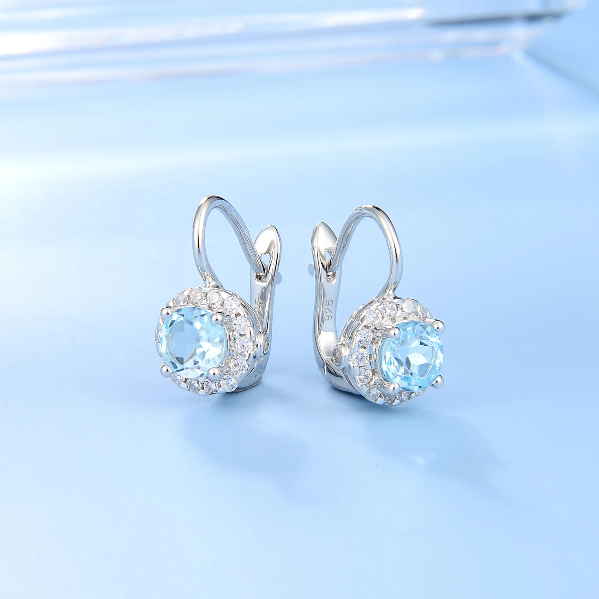 

brand genuine Luxury real jewels Straight natural stone with s925 silver topaz earrings and studs high quality