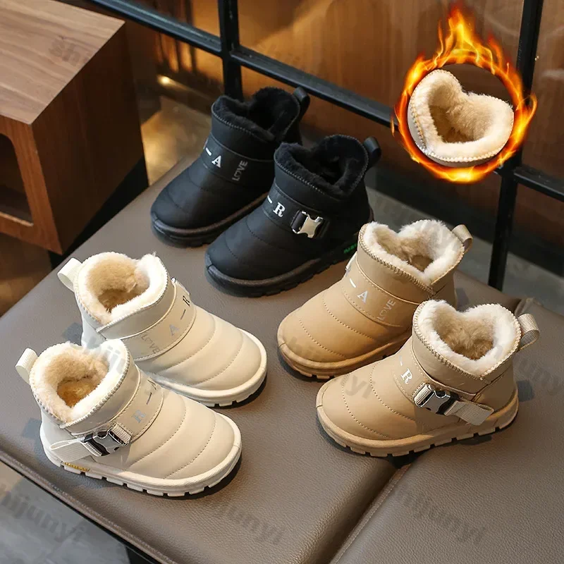 Stivali da neve per bambini alla moda per bambini scarpe da neve in cotone per ragazze con fondo spesso caldo inverno nuove scarpe Casual per