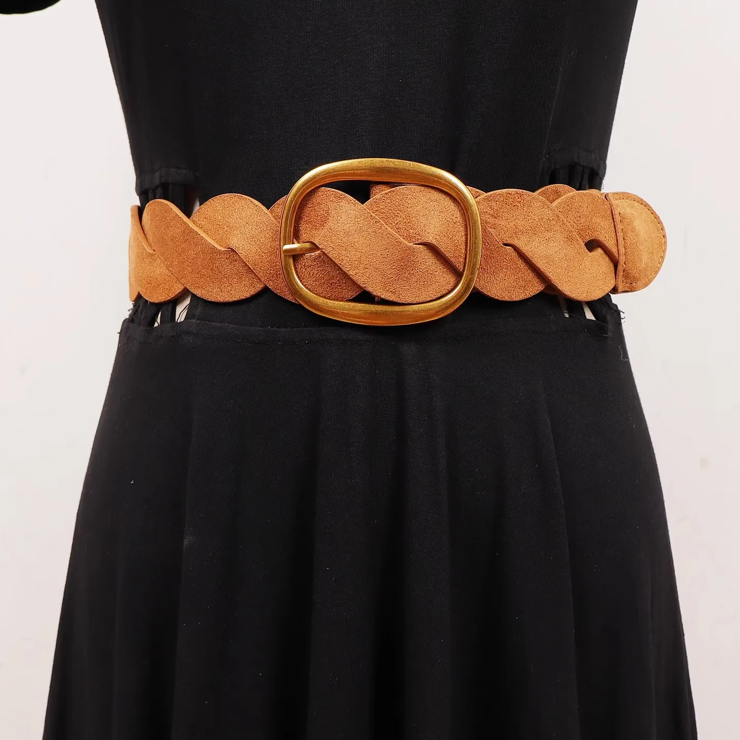 Fascia da donna in finta pelle scamosciata lavorata a maglia in pelle PU Cintura da donna Corsetti Cintura Cinture Decorazione Cintura larga R3048