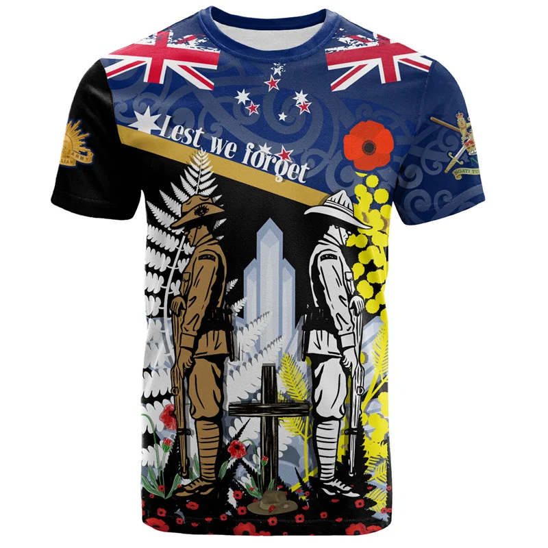 Fashion 3D Print New Zealand Maori With Silver Fern T Shirt For Men NZ Anzac Day Flag Maori Graphic T-shirts Clothing Tee Shirts