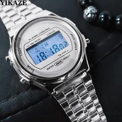 YIKAZE Luxury Digital Men's Watches Men Women Unisex Stainless Steel Sports Military Wristwatches Business Electronic Male Clock