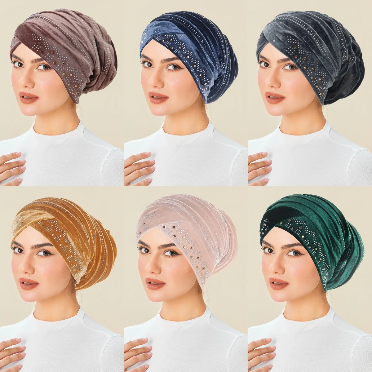 

Новая блестящая шапка-тюрбан 2026 года для женщин, шапка-бини со стразами, шапка для химиотерапии, мусульманский головной убор, платок, головной убор для женщин, бандана, головное покрывало