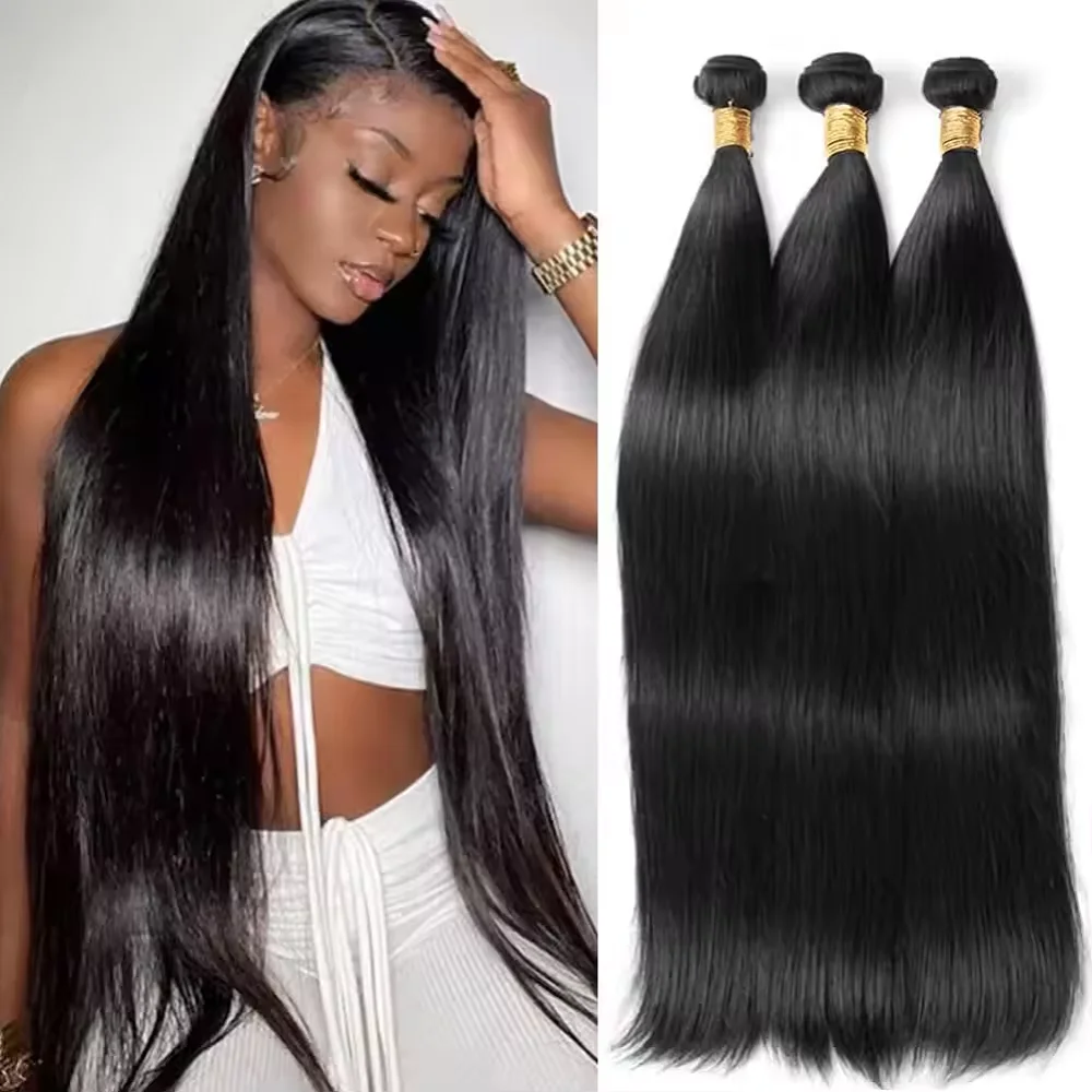 

Straight Bundles Human Hair 26 28 30 Inch Brazilian Weave Bundles Human Hair 3/4/5 Bundle Natural Black Color Hair Extensions
