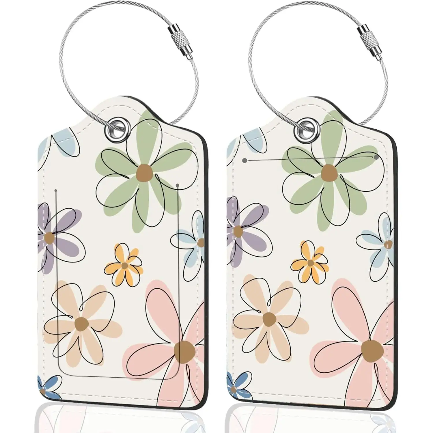 

Багажные бирки для чемоданов, пастельные минималистичные цветочные бирки из искусственной кожи, круизная багажная бирка с крышкой конфиденциальности, идентификационная этикетка, адресная карта