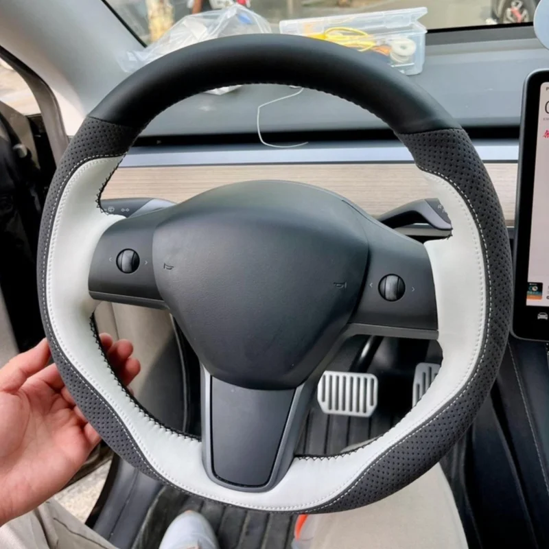 

Чехол на руль автомобиля «сделай сам» для Tesla model 3 2017 2018 2019 2020 2021, чехол на руль, аксессуары для салона автомобиля