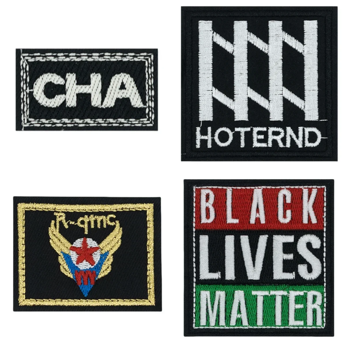 English Square Strip Embroidery Cloth Sticker, Computer Embroidery Clothes Decoration DIY Hole Repair Square Patch Sticker