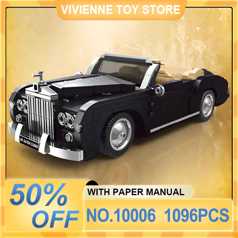 Mould King 10006 Retro Black Vintage Car Building Blocks Bricks, DIY Hand‑assembled Model, Practical Birthday Present for Lovers