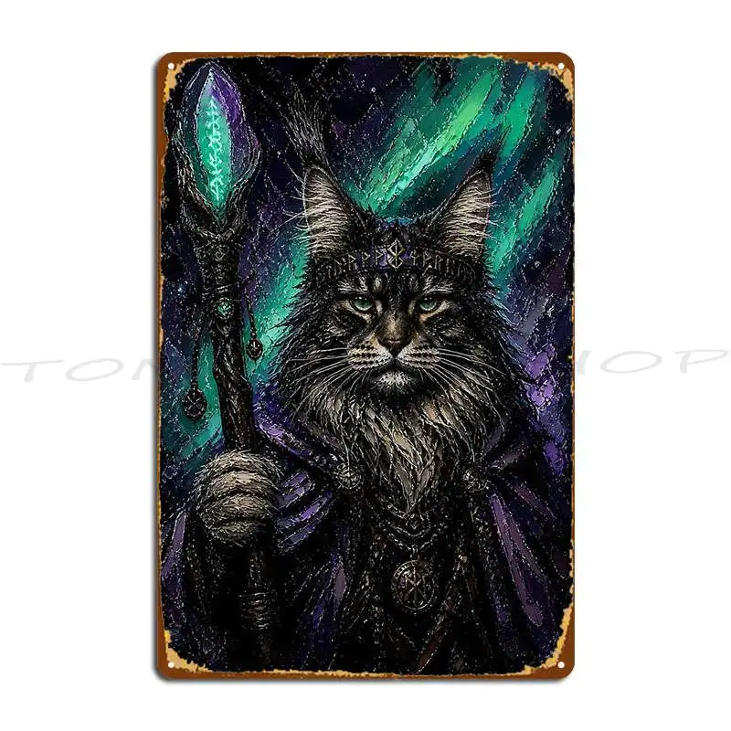 Neon Glow Magic Staff Maine Coon Metal Signs Classic Design Wall Cave Retro Designer Tin Sign Poster