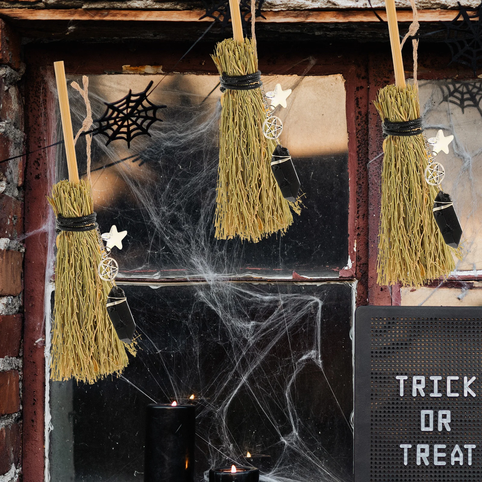 

Halloween Decor Pendant Mini Witch Broom Craft Branch Broom Adornment Decorative Hanging Pendant For Party Home Shop Decoration