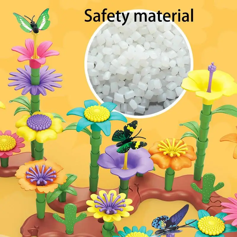 Flower Garden Building Toys Colorful Interconnecting Blocks Toys Educational Toddlers Playset Construction Toys For Girls Kids