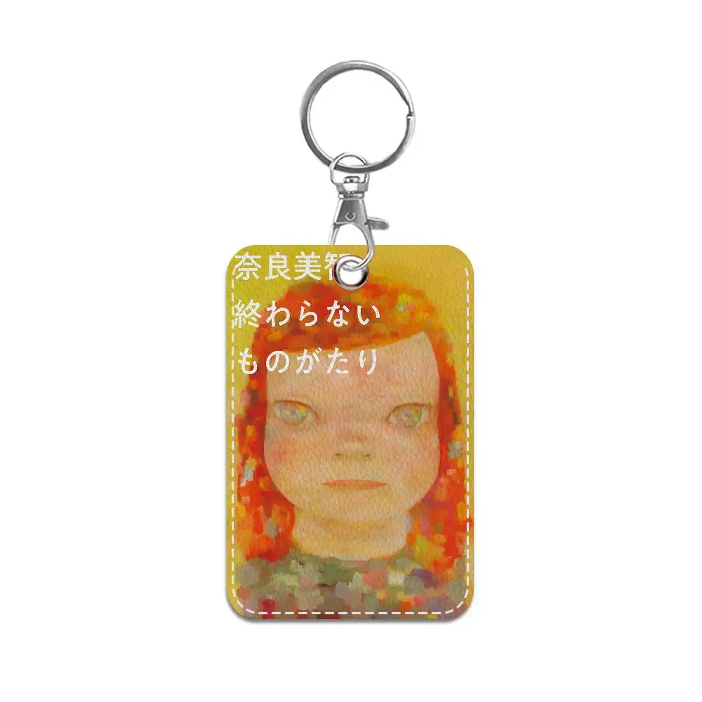 Y-YoshitomoS-Nara Rectangle Keychain Card Holder, Badge Credit Card Holder, Student ID Card Holder, Bus Cards Cover