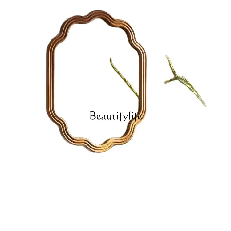 

Medieval style solid wood special-shaped mirror wall-mounted full-length mirror household wall-mounted decorative mirror