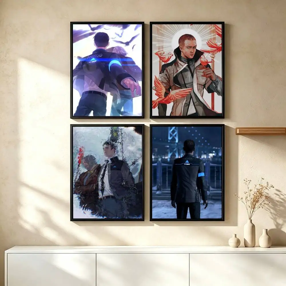 D-Detroit Become Human Game Poster Waterproof Wall Art Sticker For Bar Living Room Vintage Decor High Quality Print Gift