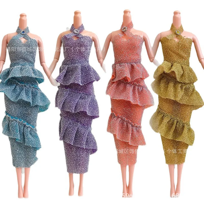 30cm FR Supermodel Doll Clothes Fashion Sweet Glitter Cake Dress1/6 BJD Xinyi PP Princess Doll Elegant Dinner DIY Dress Up