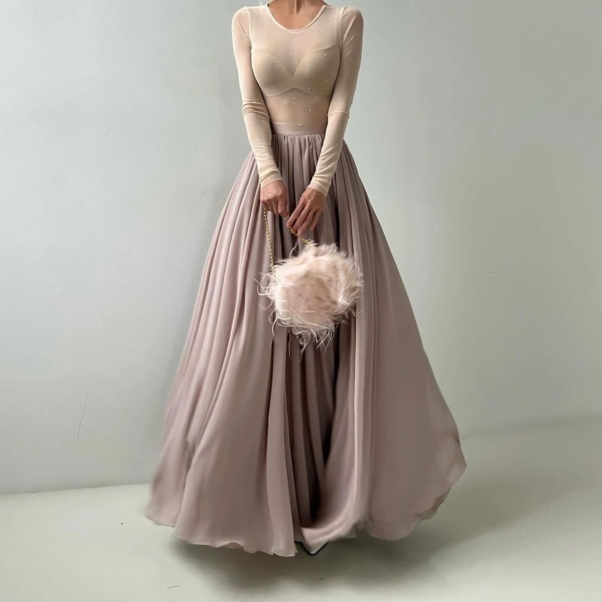 

Custom Made Pleated Chiffon Long Skirt High Waist Floor Length Women Maxi Evening Party Skirt Travel Beach Holiday Female Skirts