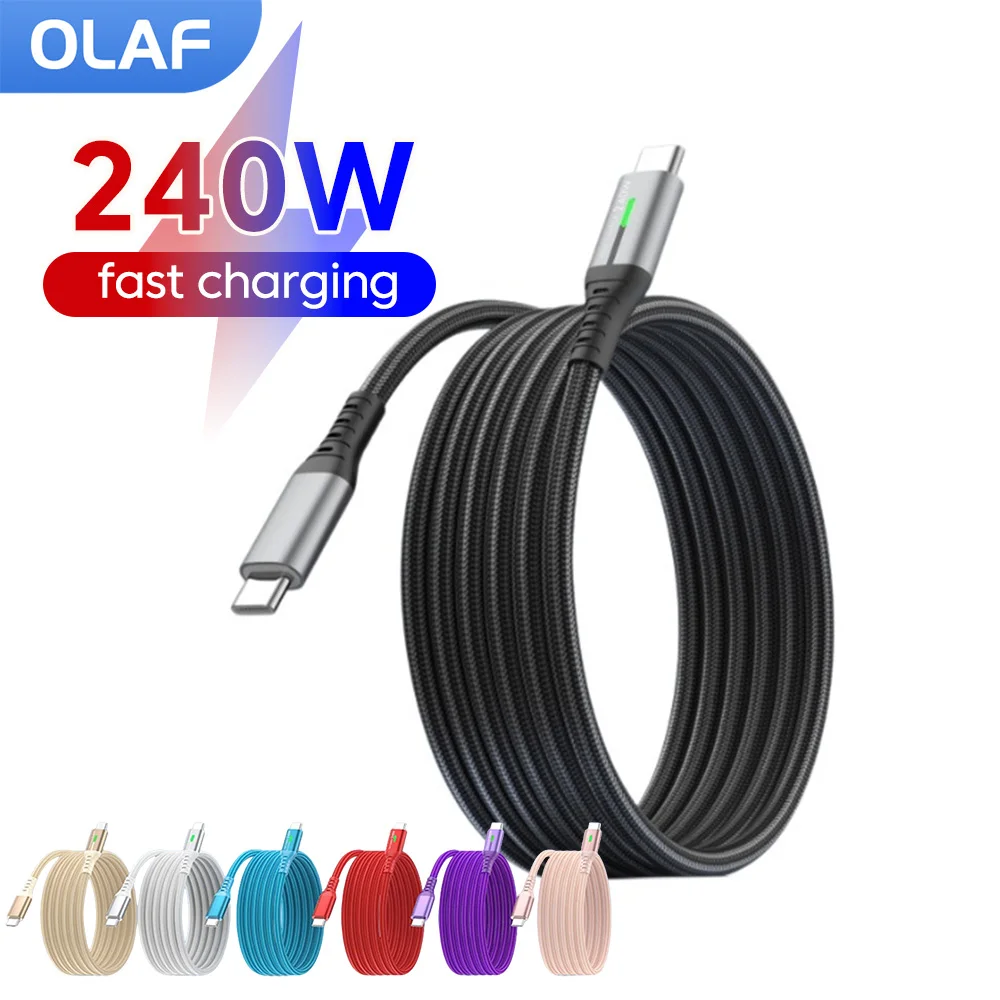 240W 6A Type C to USB C Cable PD Quick Charge Fast Charging Type C to Type C for iPhone 15 16 17 Macbook Samsung Xiaomi Huawei