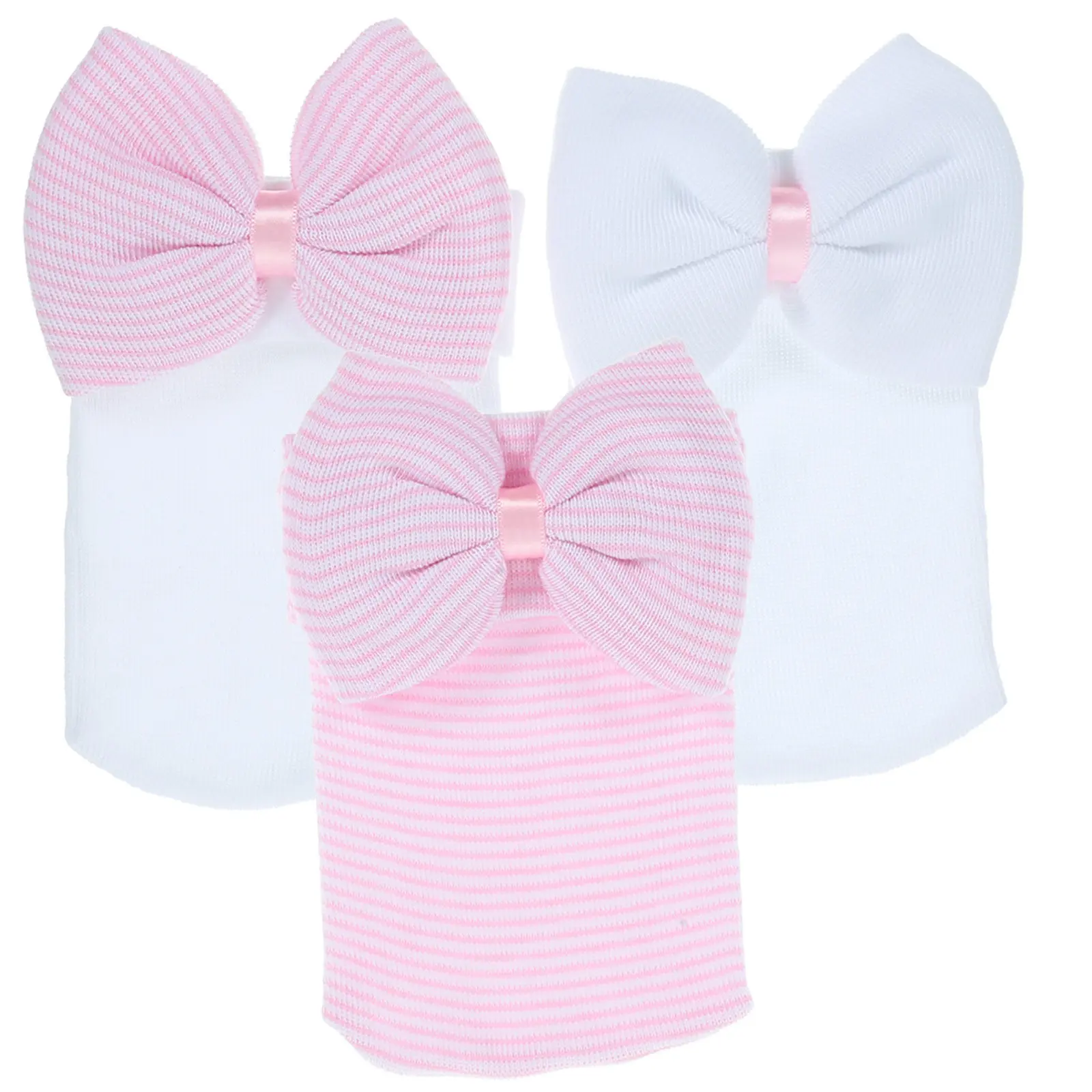 

3Pcs Lightweight Newborn Baby Hats Bowknot Infant Caps Elastic Bow Headwear Beanie Newborn Hats Baby Cap Infant Cap