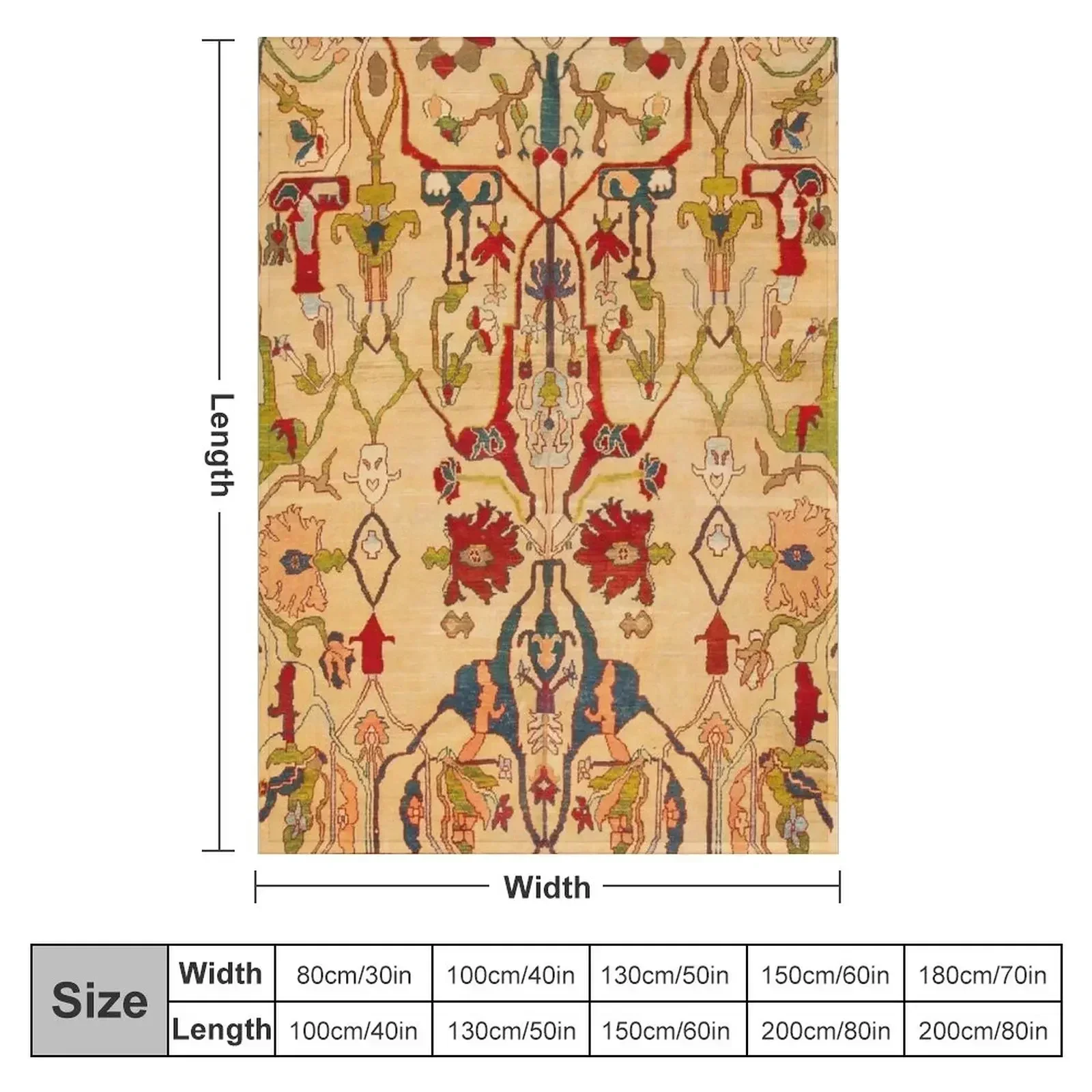 Heriz Antique Persian Rug Print Throw Blanket christmas gifts Thermal Blankets