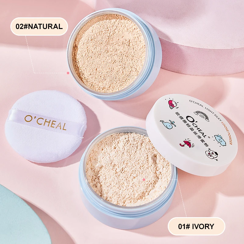 OCHEAL Waterproof Matte Setting Finish Loose Powder Setting Powder Mineral Shrink Pores Waterproof Matte Finish Makeup Cosmetics