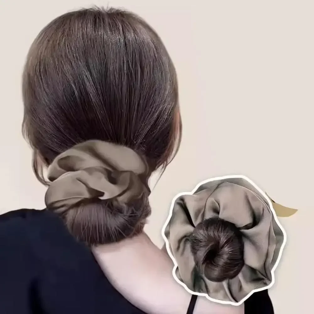 Synthetic Women Low-tied Flower Bud Band Grabber Wig Natural Simulation Lazy Ponytail Hair Extension