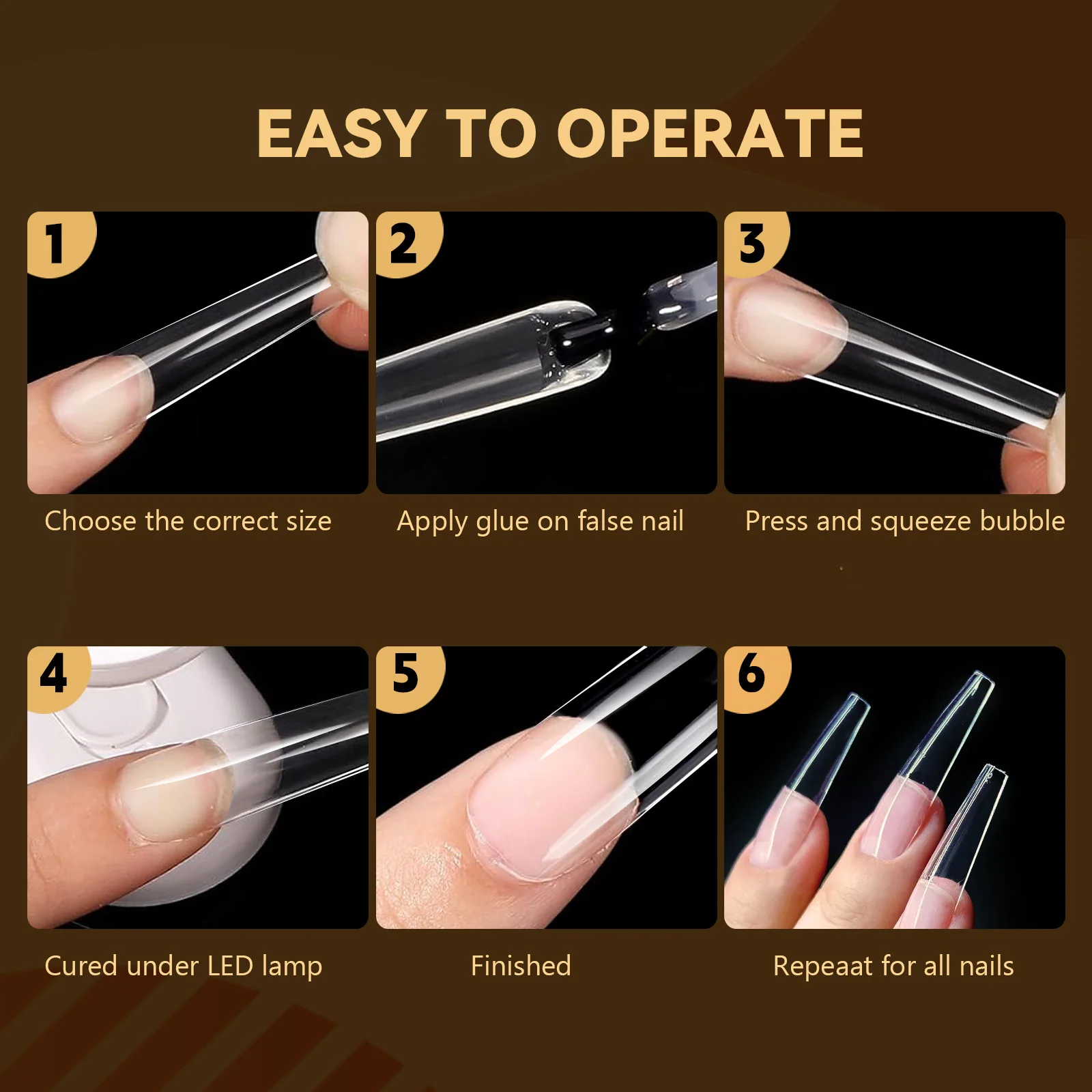 120/140pcs Almond Clear False Nail Sheets Full Coverage False Nails Press On Nails Acrylic Suitable for Nail Salon Extension