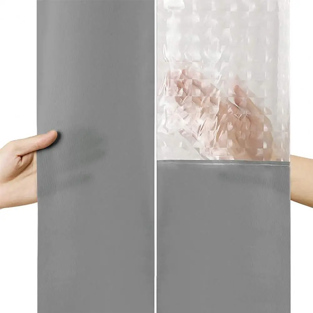 Shower Isolation Curtain 3d Patchwork Waterproof Shower Curtain with Visible Window Hanging Hooks Punch-free for Bedroom