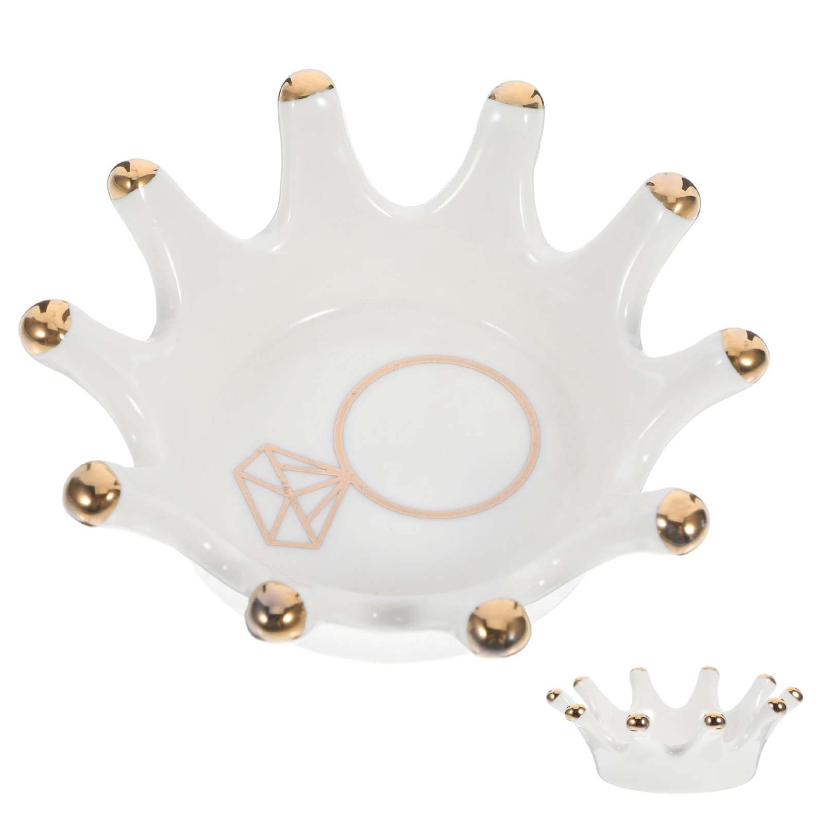 

Jewelry Box Decoration Tray Jewellery Dish Crown Stand Key Ceramics Ring Holder Storage for