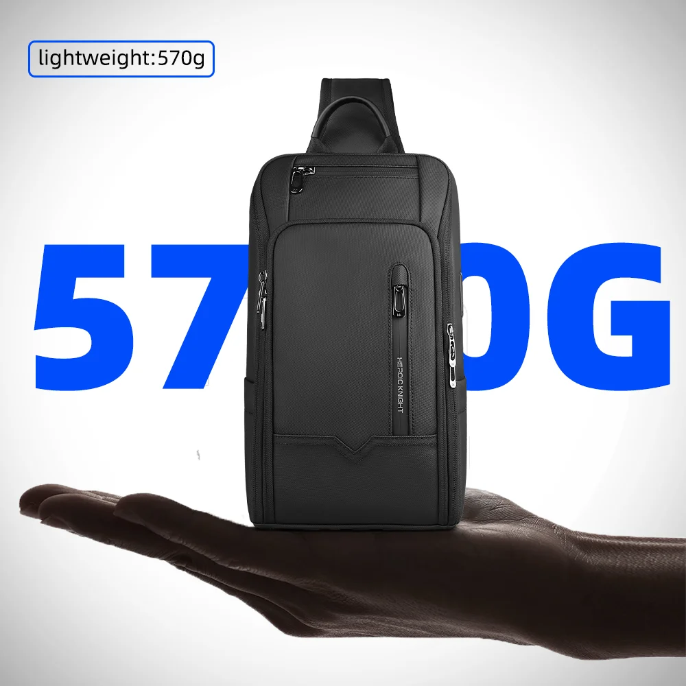 HcanKcan Fashion Men's Crossbody Bag Multifunction USB Shoulder Bag Waterproof Messenger Pack Trend Sport Travel Sling Chest Bag